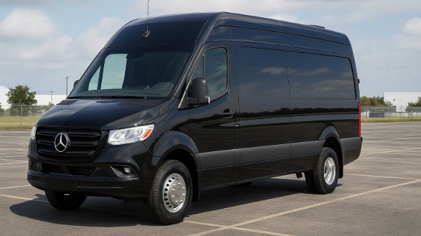 Exterior of Charter Bus Company Spring Valley's 14 Passenger Sprinter Limousine in Spring Valley