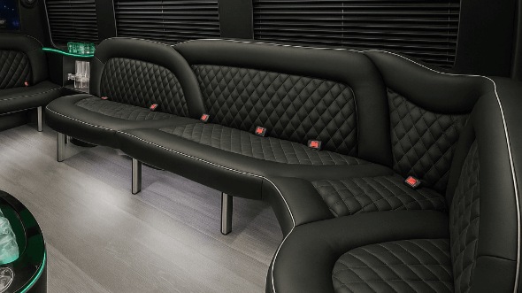 Interior of Charter Bus Company Las Vegas's 15 Passenger Party Bus in Las Vegas