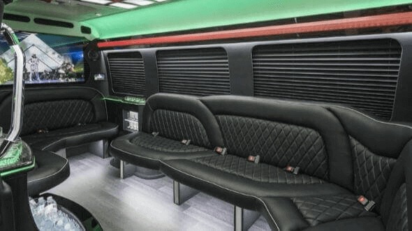 Interior of Charter Bus Company Paradise's 15 Passenger Party Bus in Paradise