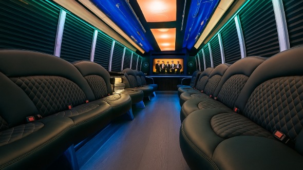 Interior of Charter Bus Company Sunrise Manor's 25 Passenger Party Bus in Sunrise Manor