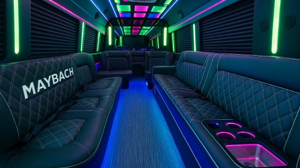 Interior of Charter Bus Company Paradise's 30 Passenger Party Bus in Paradise