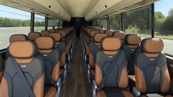 Interior of Charter Bus Company North Las Vegas's 54 Passenger Charter Bus in North Las Vegas